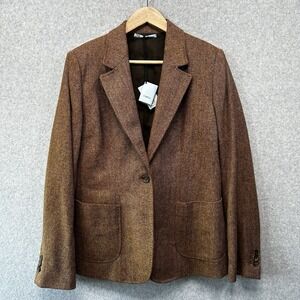 Malo Mens Virgin Fleece Wool One Button Blazer Sport Coat Herringbone 36‎ Small